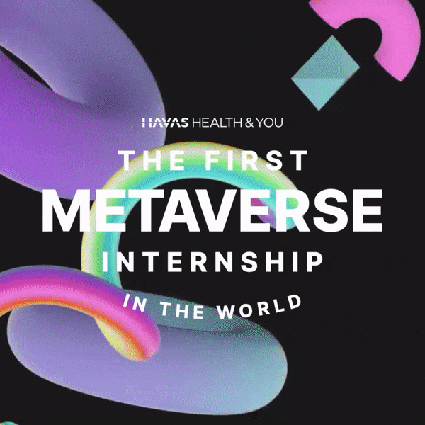 The First Metaverse Internship in the World, text lock-up and 3D theming